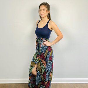 Love, Fire Multicolor Maxi Dress with Slit Size XS